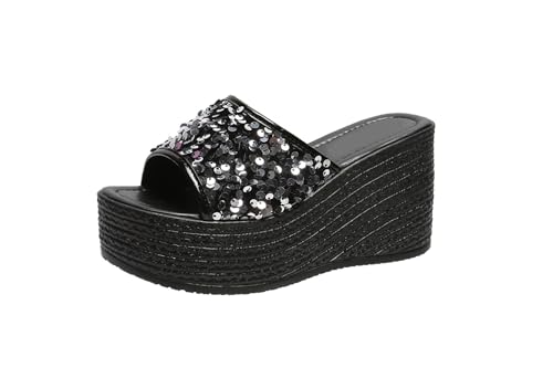 Ulalaza Frauen Plattform Mary Jane Wedge Bat Herzkette Sandalen Offene Spitzen -Knöchel Gothic Lolita Plattform Kleid Pumps Schuhe klobige Plattform Schuhe Patent Lederschuhe von Ulalaza