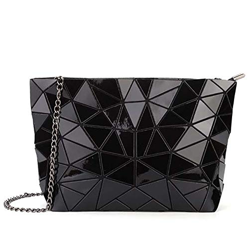 Ulalaza Geometrisches Gitter Leuchtende Geldbörse Kette Crossbody Clutch Geldbörsen Tragetaschen Handtaschen Holographisch für Frauen von Ulalaza