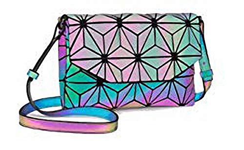 Ulalaza Geometrische leuchtende Einkaufstasche Holographische Geldbörsen und Handtaschen Flash Reflective Crossbody Bag für Frauen von Ulalaza