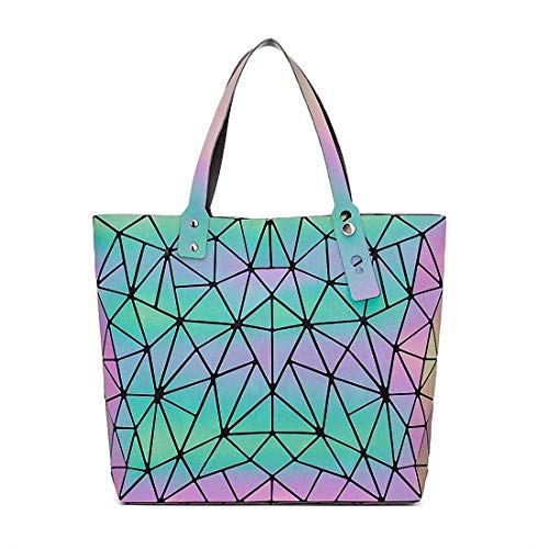 Ulalaza Geometrische leuchtende Einkaufstasche Holographische Geldbörsen und Handtaschen Flash Reflective Crossbody Bag für Frauen von Ulalaza