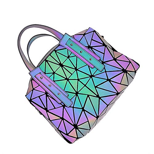 Ulalaza Geometrische leuchtende Einkaufstasche Holographische Geldbörsen und Handtaschen Flash Reflective Crossbody Bag für Frauen von Ulalaza