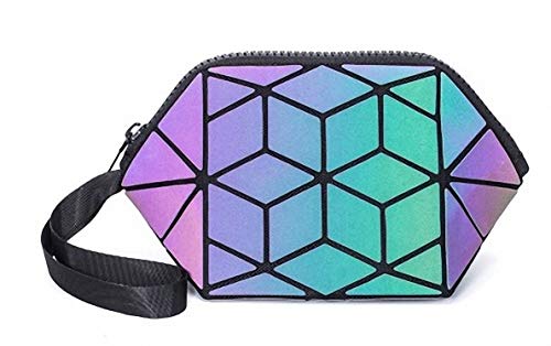 Ulalaza Geometrische leuchtende Einkaufstasche Holographische Geldbörsen und Handtaschen Flash Reflective Crossbody Bag für Frauen von Ulalaza