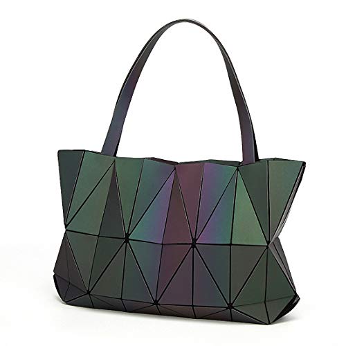 Ulalaza Geometrische leuchtende Einkaufstasche Holographische Geldbörsen und Handtaschen Flash Reflective Crossbody Bag für Frauen von Ulalaza