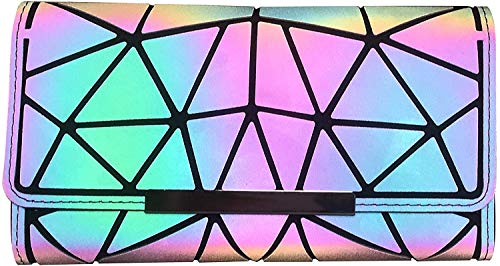 Ulalaza Geometrische leuchtende Einkaufstasche Holographische Geldbörsen und Handtaschen Flash Reflective Crossbody Bag für Frauen von Ulalaza