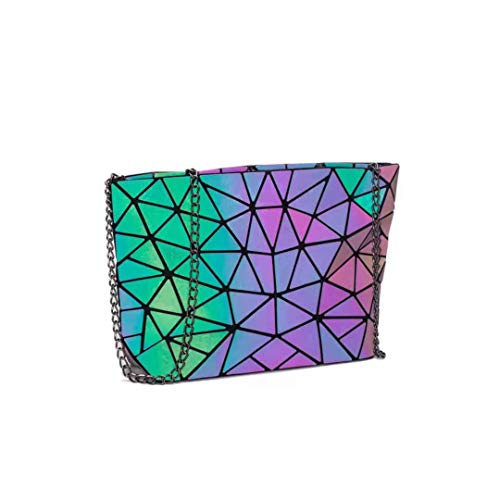 Ulalaza Geometrische leuchtende Einkaufstasche Holographische Geldbörsen und Handtaschen Flash Reflective Crossbody Bag für Frauen von Ulalaza