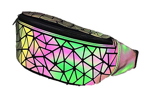 Ulalaza Geometrische leuchtende Einkaufstasche Holographische Geldbörsen und Handtaschen Flash Reflective Crossbody Bag für Frauen von Ulalaza