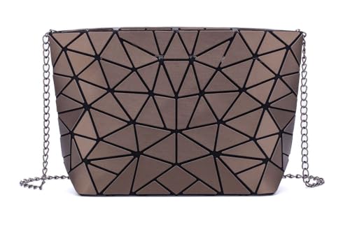 Ulalaza Geometrisches Gitter Leuchtende Geldbörse Kette Crossbody Clutch Geldbörsen Tragetaschen Handtaschen Holographisch für Frauen von Ulalaza