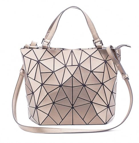 Ulalaza Handtasche mit geometrischem Gittermuster und Tragegriff für Damen, matte Tragetasche, Handtasche, geometrische Schultertasche von Ulalaza
