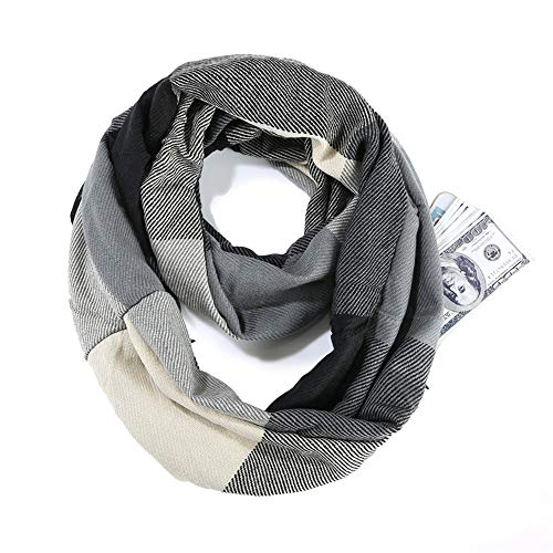 Ulalaza Infinity-Schal mit versteckter Reißverschlusstasche Leichte Travel Wrap für Frauen Mädchen von Ulalaza