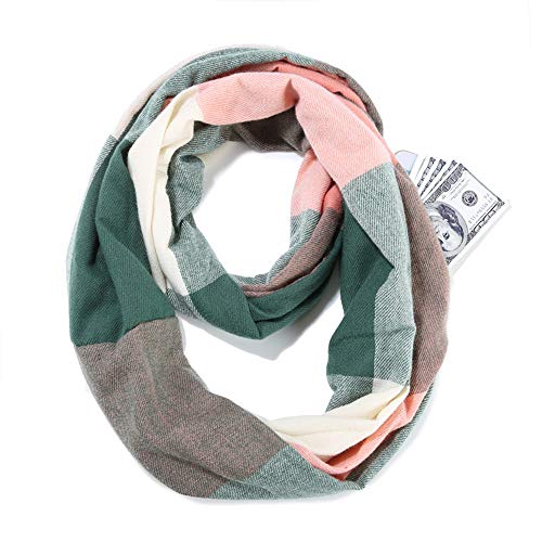 Ulalaza Infinity-Schal mit versteckter Reißverschlusstasche Leichte Travel Wrap für Frauen Mädchen von Ulalaza