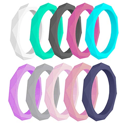 Ulalaza Silikon Ehering für Frauen Stapelbare Gummibänder Innenbogen Ergonomisches atmungsaktives Design Dünnes Gummi Ring Set von Ulalaza