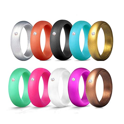 Ulalaza Silikon Ehering für Frauen Stapelbare Gummibänder Innenbogen Ergonomisches atmungsaktives Design Dünnes Gummi Ring Set von Ulalaza