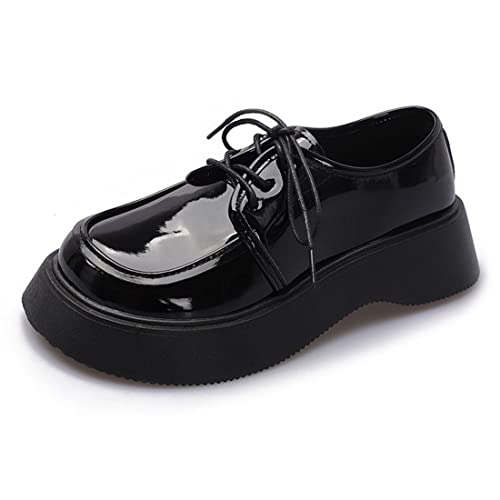 Ulalaza Vintage Mary Jane Comfort Chunky Platform Loafers Classic Mid Heel Lace Up Zipper Round Toe Slip On Uniform Dress Shoes Brogues Oxfords Fashion von Ulalaza