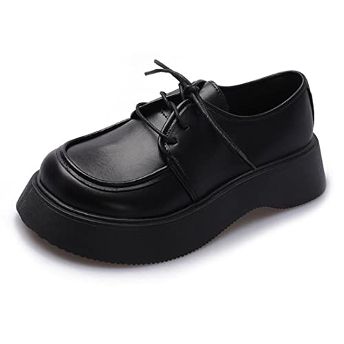 Ulalaza Vintage Mary Jane Comfort Mocassini Piattaforma Grosso Tacco Medio Classico Stringata Cerniera Chiuso Punta Rotonda Slip-on Uniforme Scarpe Eleganti Brogues Oxfords Scarpe Moda per Donna von Ulalaza