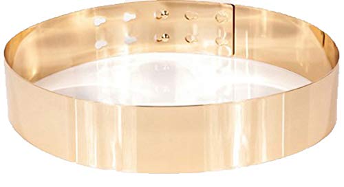 Ulalaza Womens Full Metal Sleek Spiegelplatte Bund Gürtel Kette Kleid dekoriert Skinny Golden Silver Belt von Ulalaza