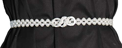 Women Stretch Pearl Belt,Rhinestones Interlocking Buckle Dress Elastic Waist Belts for Party Dress and Wedding Dresses Sash Women Stretch Pearl Belt,Rhinestones Interlocking Buckle Dress Elastic Waist Belts for Party Dress and Wedding Dresses Sash von Ulalaza