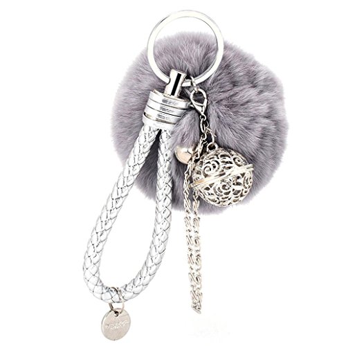 Ularma Elegant Plüsch Ball Schlüsselanhänger Weich Keychain Handtaschenanhänger Dekor (grau) von Ularma