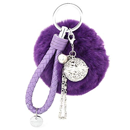 Ularma Elegant Plüsch Ball Schlüsselanhänger Weich Keychain Handtaschenanhänger Dekor (lila) von Ularma