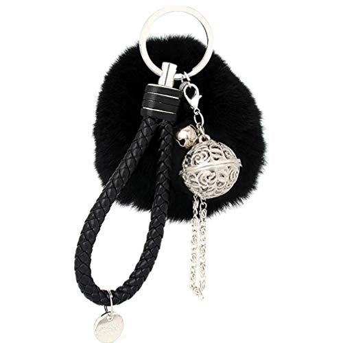Ularma Elegant Plüsch Ball Schlüsselanhänger Weich Keychain Handtaschenanhänger Dekor (schwarz) von Ularma
