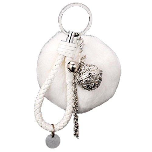 Ularma Elegant Plüsch Ball Schlüsselanhänger Weich Keychain Handtaschenanhänger Dekor (weiß) von Ularma