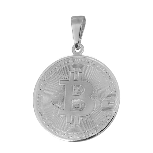 Ulex Premium 925 Sterling Silber Anhänger Bitcoin Symbol Männer Schmuck oxidiert Krypto Blockchain Technologie modern Retrolook detailreich trendig Kette Emblem von Ulex Premium