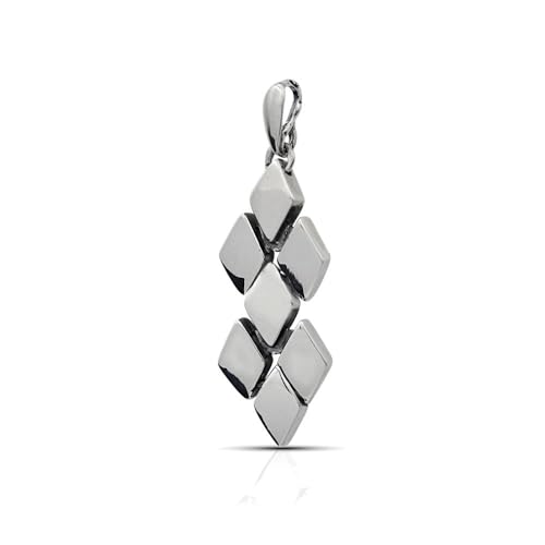 Ulex Premium 925 Sterling Silber Anhänger Rhombus poliert oxidiert modern geometrisch filigran Damen Herren Schmuck elegant modisch langlebig robust zeitlos hochwertig trendig fein von Ulex Premium