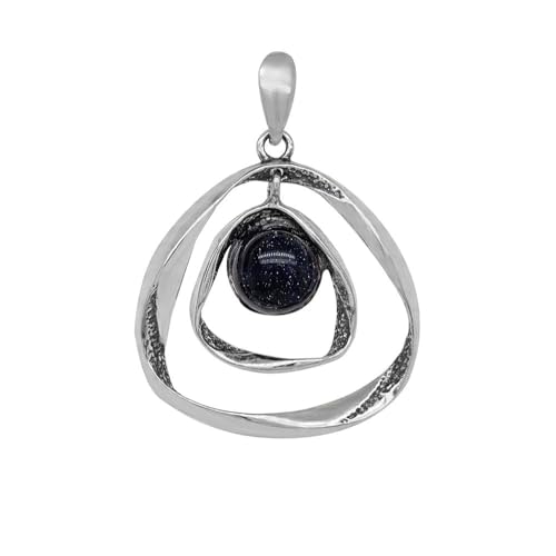 Ulex Premium 925 Sterling Silber Anhänger mit Nacht von Kairo Stein oxidiert mystisch elegant auffällig einzigartig modisch hochwertig von Ulex Premium