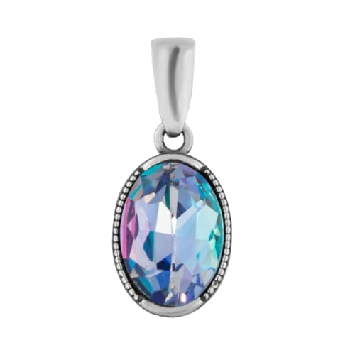 Ulex Premium 925 Sterling Silber Anhänger mit regenbogenfarbenem Kristall oxidiert handgearbeitet strahlender Glanz fein geschliffener Stein Halsschmuck von Ulex Premium