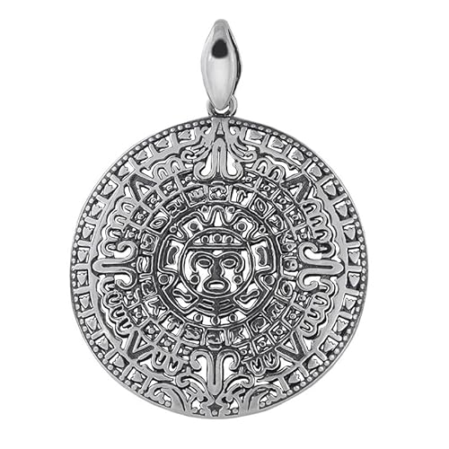 Ulex Premium 925 Sterling Silber Anhänger rund oxidiert Mayakalender poliert Schmuckanhänger Symbol stilvoll mystisch modisch langlebig von Ulex Premium