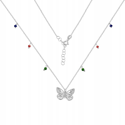 Ulex Premium 925 Sterling Silber Damen Halskette mit Schmetterling Anhänger 45 cm lang rhodiniert zartes Schmuckstück für Frauen Naturmotiv modern filigran leicht elegant von Ulex Premium