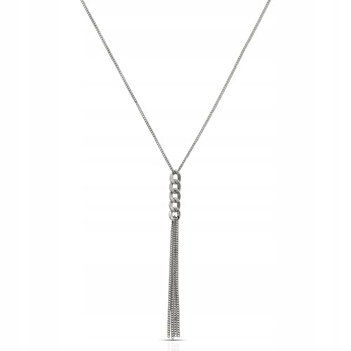 Ulex Premium 925 Sterling Silber Damen Halskette rhodiniert mit Kreisen und Quaste Anhänger 47 cm modern einzigartig für Frauen zarter Schmuck Geburtstag Trend Design von Ulex Premium