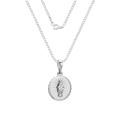 Ulex Premium 925 Sterling Silber Halskette 45 cm Damen Schmuck mit Medaille Mutter Gottes polierte Panzerkette christlich religiös für Frauen Mädchen Kommunion von Ulex Premium
