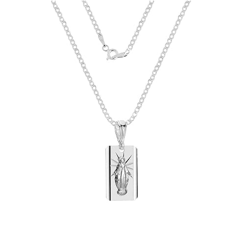Ulex Premium 925 Sterling Silber Damen Halskette mit Maria Medaille 45 cm polierte Panzerkette religiöser Schmuck christliches Frauen Kinder Kommunion Konfirmation von Ulex Premium