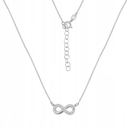 Ulex Premium 925 Sterling Silber Kette 46 cm mit Infinity Anhänger Zirkonia rhodiniert feiner Damenschmuck modernes Design für Frauen Ewigkeit Liebe Hochzeit von Ulex Premium