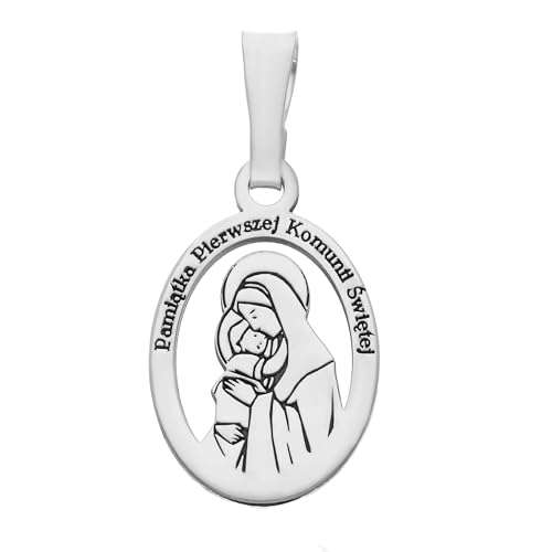 Ulex Premium 925 Sterling Silber Kommunion Medaillon Anhänger religiös poliert oxidiert feines Design christliches Symbol Erstkommunion Schmuck Damen Schmuckanhänger von Ulex Premium
