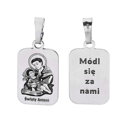 Ulex Premium 925 Sterling Silber Medaillon Heiliger Antonius von Padua oxidiert katholischer Anhänger silberner Schmuck für Männer Frauen Heiligenbild Oval Amulett religiöse Gravur von Ulex Premium