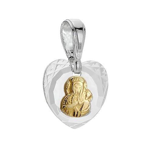 Ulex Premium 925 Sterling Silber Medaillon Herz mit Mutter Gottes Tschenstochau poliert vergoldet Anhänger religiös katholisch Schutzengel Geschenkidee von Ulex Premium