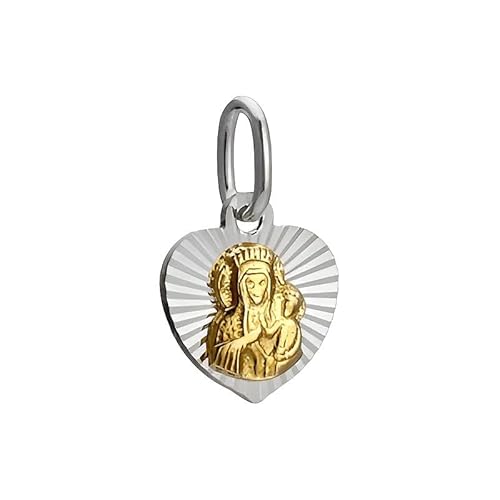 Ulex Premium 925 Sterling Silber Medaillon Mutter Gottes Tschenstochau im Herzen poliert vergoldet Schmuck religiös katholisch spirituell Frauenmode von Ulex Premium