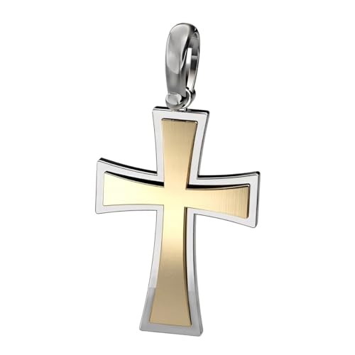 Ulex Premium 925 Sterling Silber Modernes Kreuz rhodiniert vergoldet Designer Schmuck religiös glatt glänzend für Frauen Männer filigrane Verarbeitung edel von Ulex Premium