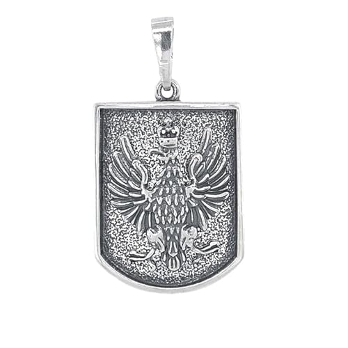 Ulex Premium 925 Sterling Silber Patriotischer Adler im Schild Anhänger oxidiert polnisch Symbol Schmuck kraftvoll detailliert massiv von Ulex Premium