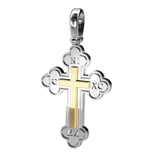 Ulex Premium 925 Sterling Silber Vergoldetes Kreuz rhodiniert glänzend Schmuckanhänger modern christlich filigran kombiniert religiös hochwertig glatt stilvoll von Ulex Premium