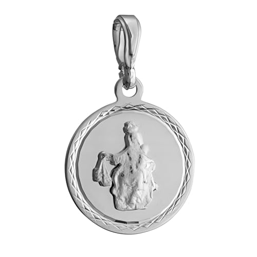 Ulex Premium 925 Sterling Silber doppelseitiger Medaillon Anhänger mit Scapular Mutter Gottes und Jesus Herz poliert von Ulex Premium