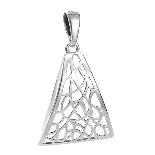 Ulex Premium 925 Sterling Silber filigraner großer dreieckiger Anhänger aushöhlend poliert oxidiert moderner Schmuck Damen elegant leicht stilvoll hochwertig von Ulex Premium