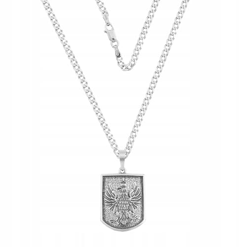 Ulex Premium 925 Sterling Silber oxidierte Halskette 55 cm mit polnischem Adler im Schild Anhänger Panzerkette Schmuck Herren Damen robust edel Alltag Ulex Premium 925 Sterling Silber oxidierte Halskette 55 cm mit polnischem Adler im Schild Anhänger Panzerkette Schmuck Herren Damen robust edel Alltag von Ulex Premium