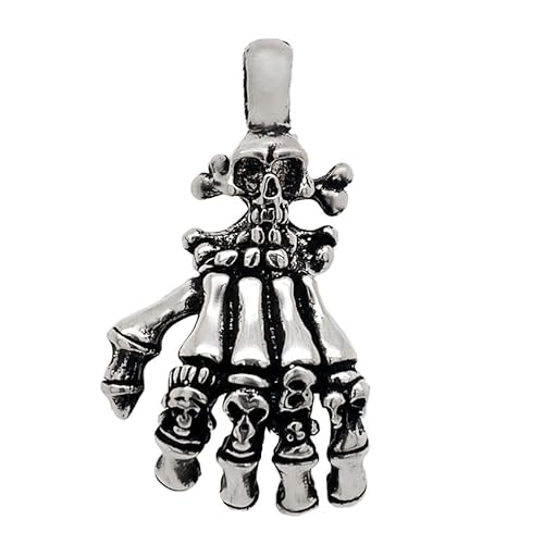 Ulex Premium 925 Sterling Silber oxidierte Totenkopf Hand Anhänger mit Schädel Motiv Gothic Schmuck fein gearbeitet auffällig markant einzigartig von Ulex Premium