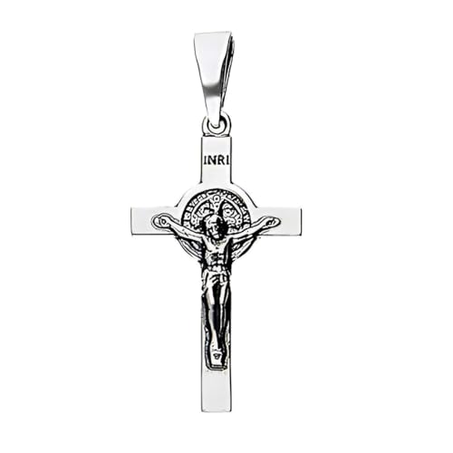 Ulex Premium 925 Sterling Silber oxidierter Kreuzanhänger mit Jesus Christus relief modern elegant robust modisch Damen Herren Schmuck von Ulex Premium