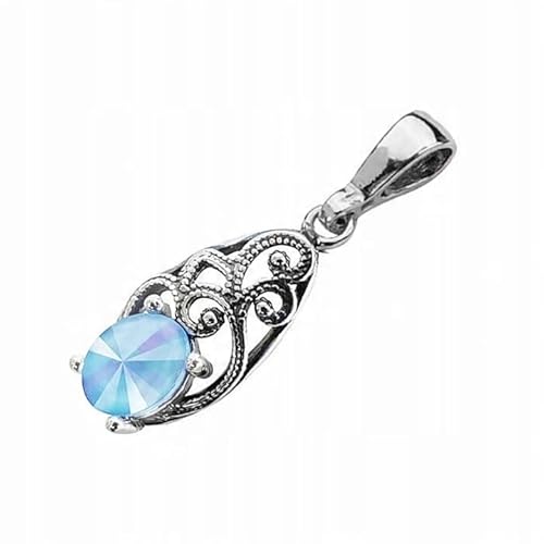 Ulex Premium 925 Sterling Silber oxidierter blauer Kristall Anhänger filigran elegant modisch Damen Schmuck langlebig hochwertig stilvoll exklusiv modern von Ulex Premium