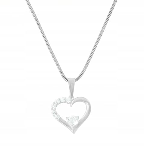 Ulex Premium 925 Sterling Silber polierte Schlangenkette 70 cm mit Zirkonia Herz Anhänger edler Damen Herren Schmuck Silberkette modisch von Ulex Premium