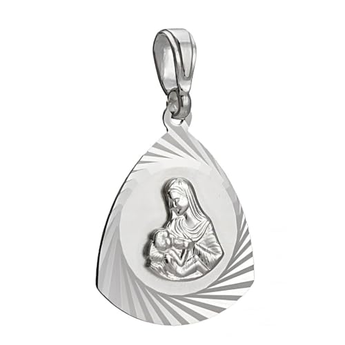 Ulex Premium 925 Sterling Silber polierter Medaillon Anhänger Mutter Gottes Fatima fein gearbeitet spirituell edel hochwertig modisch Damen Schmuck von Ulex Premium