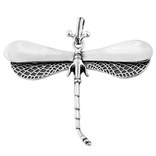 Ulex Premium 925 Sterling Silber polierter oxidierter Libellen Anhänger filigran naturinspiriert elegant modisch Damen Herren Schmuck von Ulex Premium